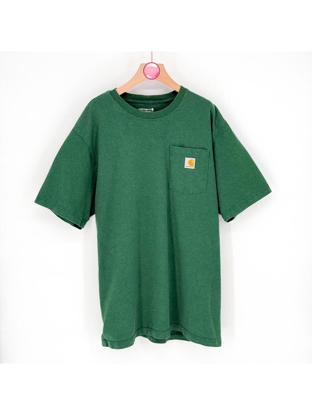 Carhartt Pocket T‎ Shirt Green Loose Fit Heavyweight Workwear Tee Mens Large